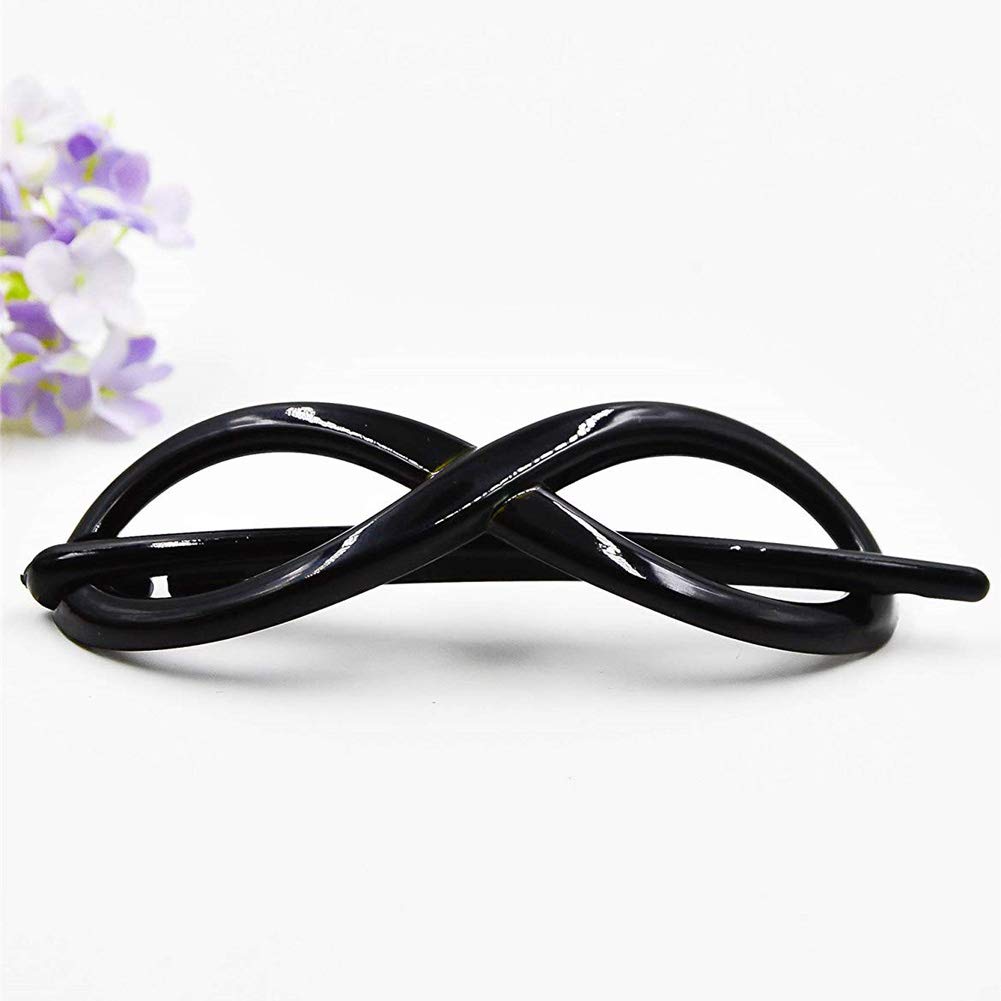 6Pcs Black Non-Slip Hair Clips for Women - Simple Elegant No Metal Hairpins, Barrettes, Ponytail Holders & Braid Styling Tools (3 Large + 3 Small) - Perfect for Work, Gym, Wedding & Everyday Hairstyles