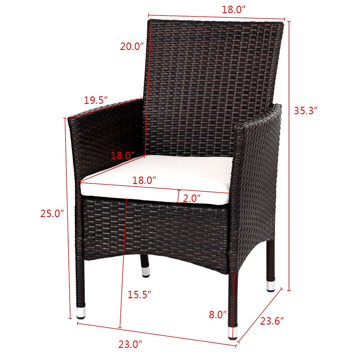 2PCS Modern Patio Rattan Chairs with Removable Cushions - Brown Wicker Armchair Set for Outdoor Garden, Balcony, Poolside Relaxation | Durable & Weather-Resistant Furniture for Backyard, Deck, and Patio Lounging