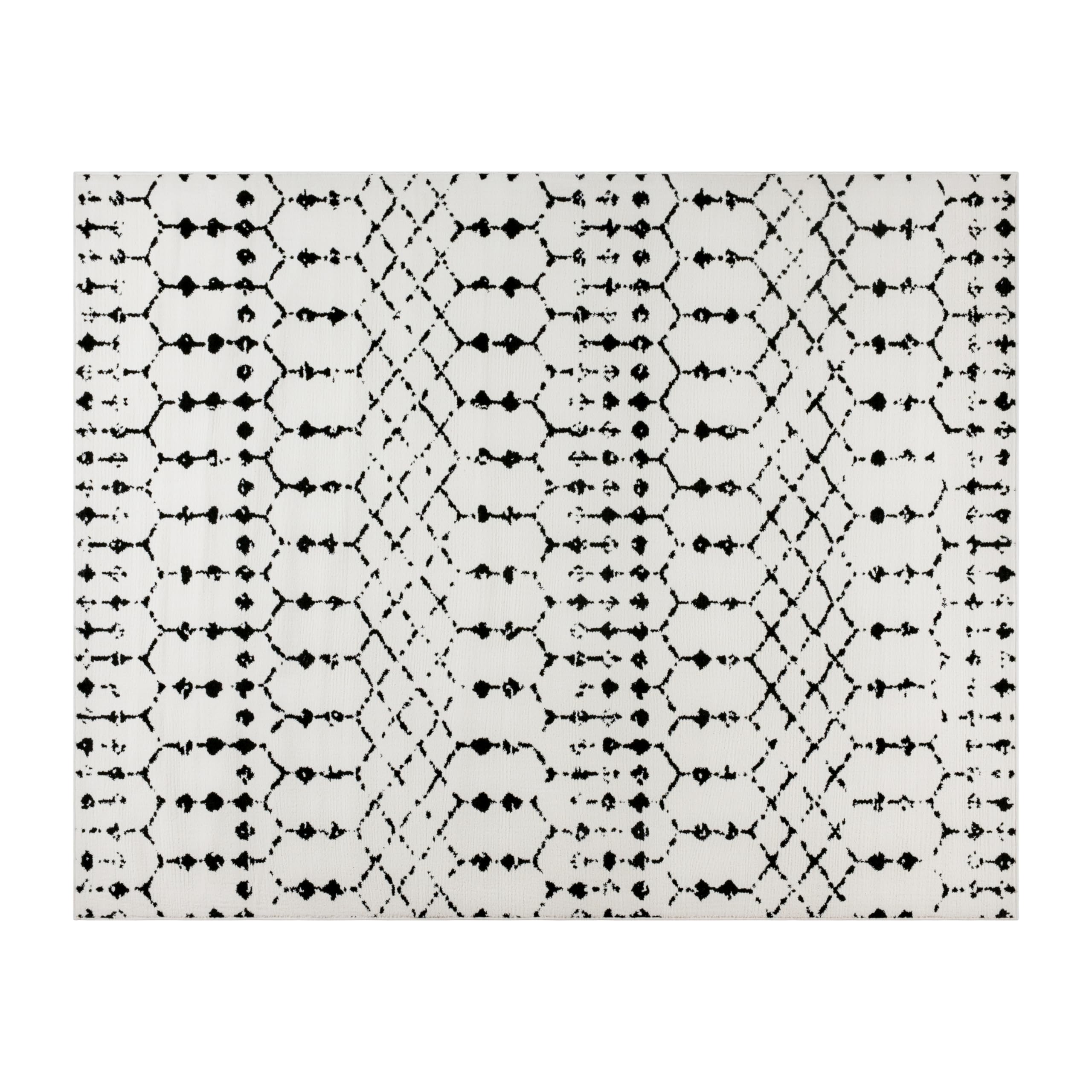 Merrick Lane Geometric Design Polyester Area Rug - Ivory & Black - 8' x 10' Indoor Rug for Living Room, Bedroom & Office - Soft & Durable Modern Home Decor