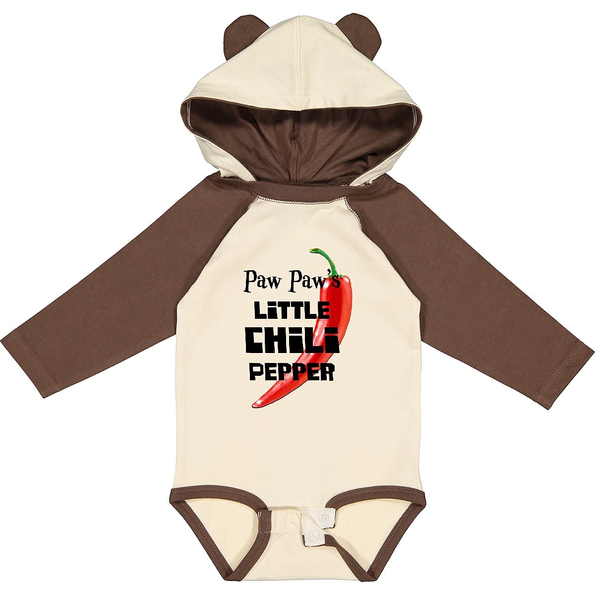 Inktastic Paw Paw's Little Chili Pepper Baby Long Sleeve Bodysuit - Soft Cotton Creeper for Newborns & Infants - Perfect for Family Photos, Holidays & Everyday Wear
