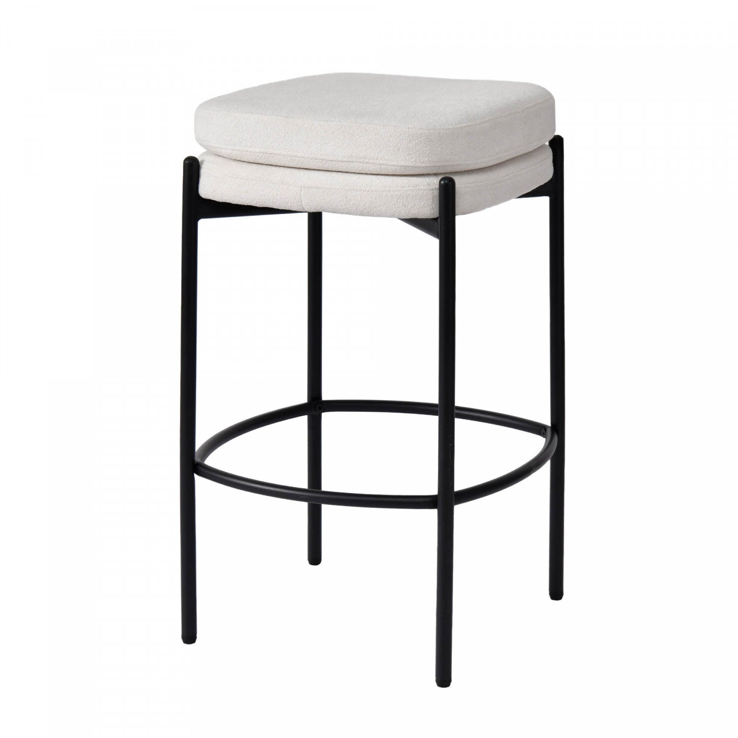 Caelen Counter Stool Set of 2 - Modern Kitchen Bar Stools with Padded Seat, Oatmeal Fabric Upholstery - Perfect for Breakfast Nook, Kitchen Island & Home Bar Decor