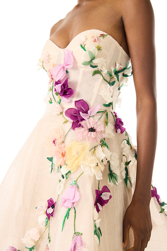 Elegant Strapless Floral Cocktail Dress for Women - Summer Party, Wedding Guest & Formal Occasions