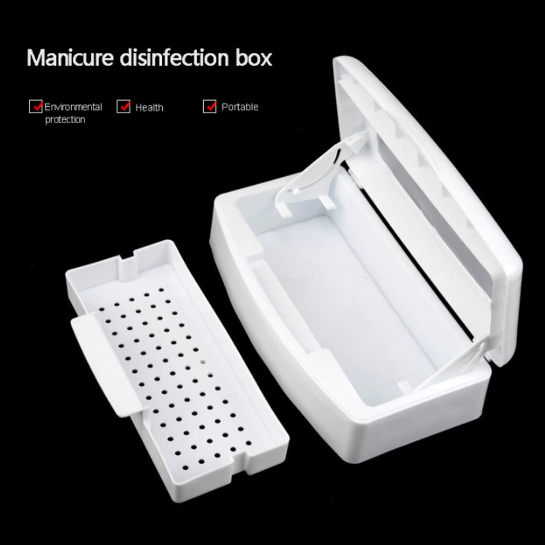 Professional Nail Art Tool Storage Case - Manicure Tweezers Cleaning Box & Organizer for Nail Tools, White | Portable Nail Salon Organizer for Home & Travel Use