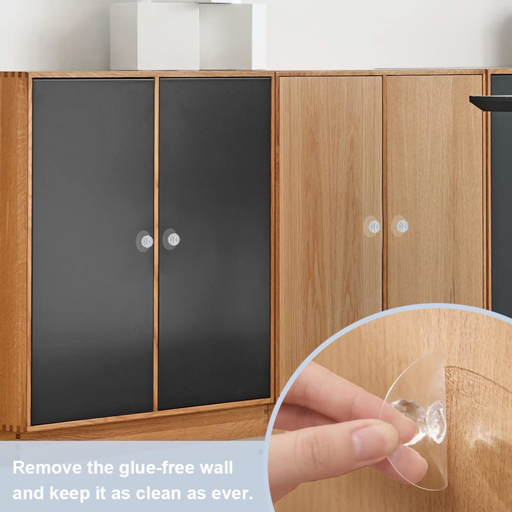 4 Pcs Clear Acrylic Knobs - No Drill Self-Adhesive for Drawers & Cabinets - 1.1 Inch - Perfect for Wardrobe & Bookcase