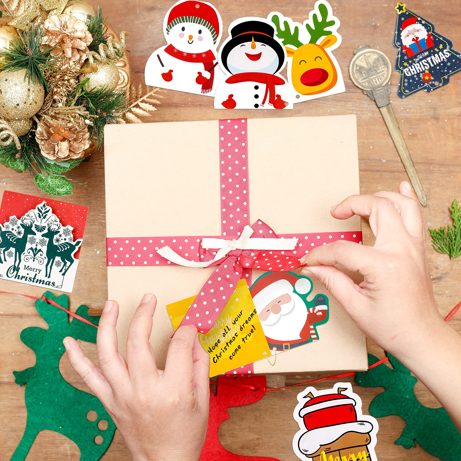 100pcs Christmas Greeting Cards Bulk - Holiday Season Greetings, Invitations & Thank You Cards for Family, Friends & Business (Perfect for Office Parties, Gift Giving & Festive Decorations)