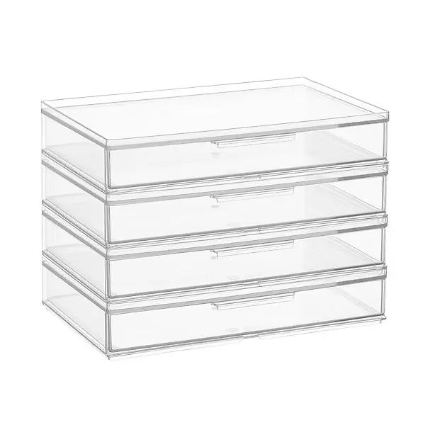 iDesign Stackable Drawers - The Home Edit Organizer for Closet, Bathroom & Office Storage - Clear Plastic Drawers for Makeup, Jewelry, and Small Items