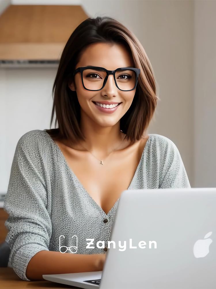 Blue Light Blocking Glasses for Women & Men - Anti Glare Computer Gaming Glasses with TR90 Frame (Black/Clear) - Reduce Eye Strain for Work, Gaming & Screen Time