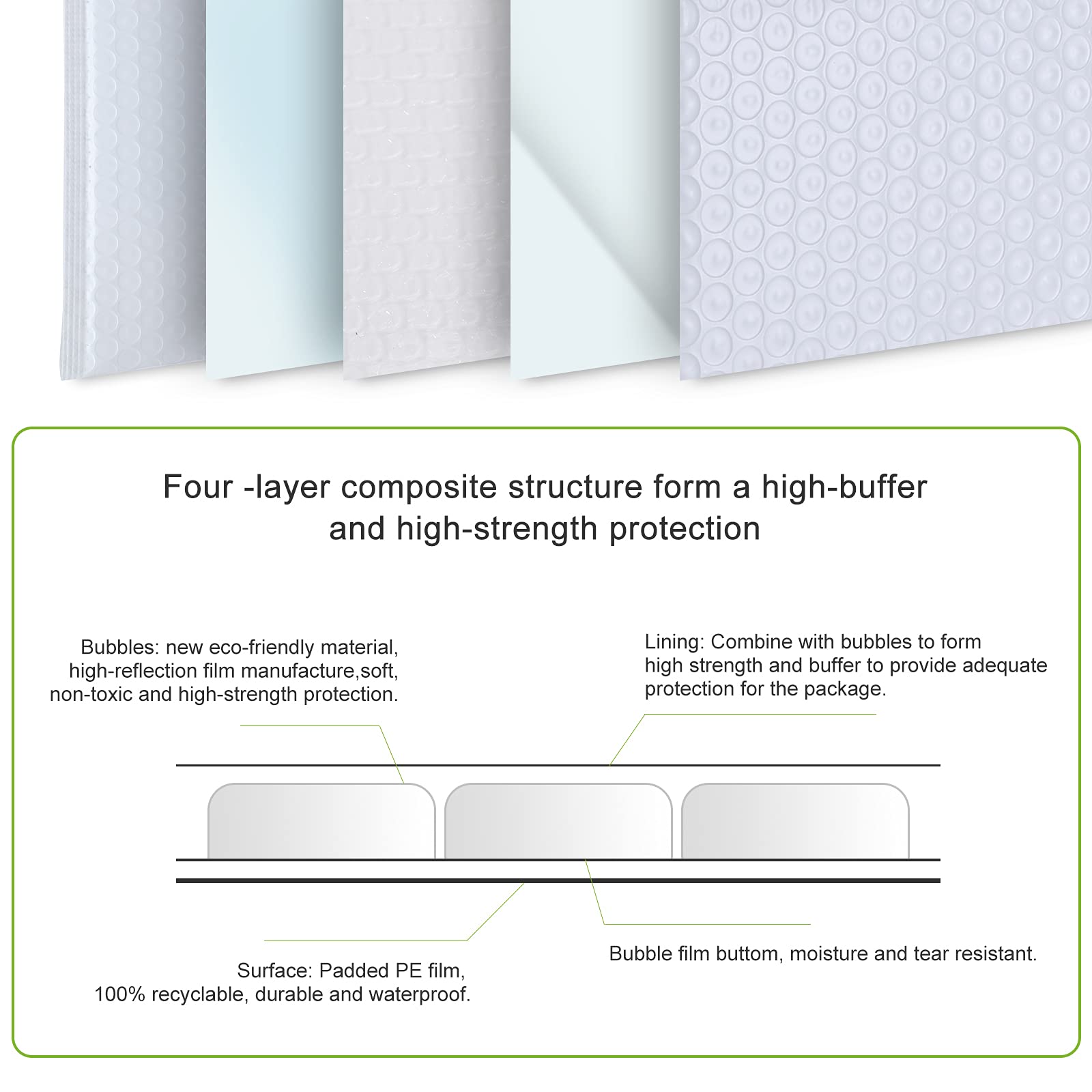 1200 PCS 4x7 Inch White Poly Bubble Mailers - Self Seal Padded Envelopes for Shipping, Mailing & Gift Packaging - Waterproof & Protective Mailing Bags (3x7 Inch Usable Size) - Perfect for Ecommerce, Amazon FBA & Small Business Shipping