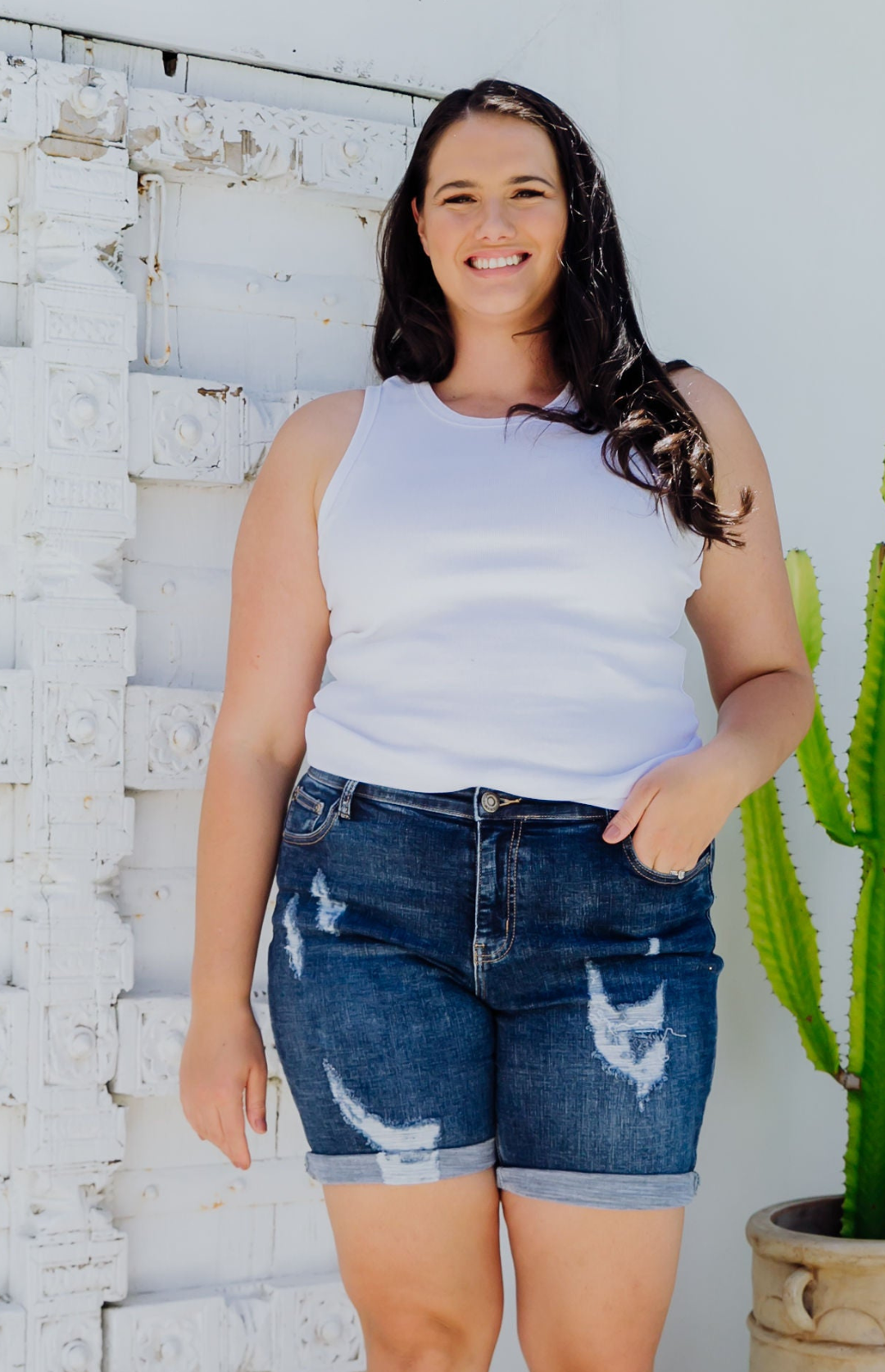 Layni Women's High Waist Denim Shorts - Stretch Comfort Fit Distressed Denim Shorts for Summer | Perfect for Casual Outfits, Beach Trips, and Music Festivals