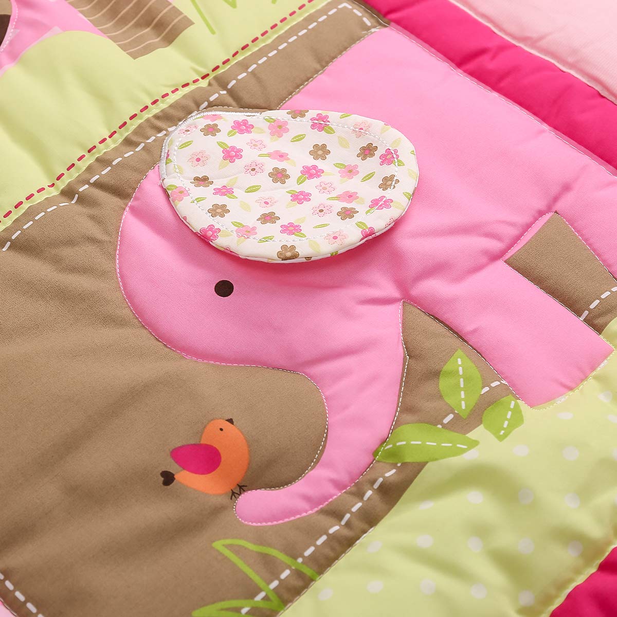 Brandream Pink Jungle Elephant Safari Crib Bedding Set for Girls - 5 Piece Nursery Comforter Set with Fitted Sheet, Crib Skirt & Pillowcase - Perfect for Baby Shower Gifts & Nursery Decor
