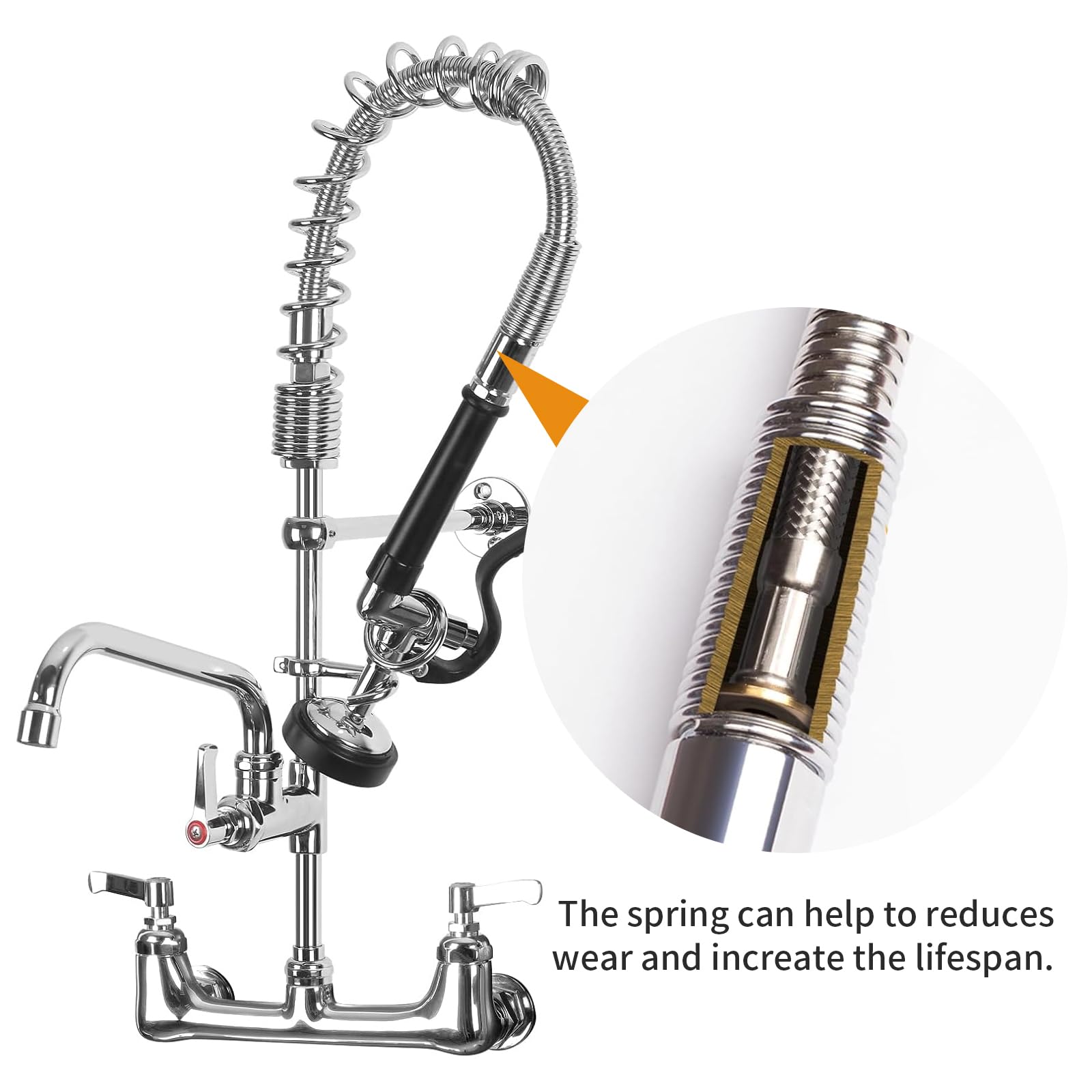 Commercial Kitchen Sink Faucet with Sprayer - MSTJRY 25