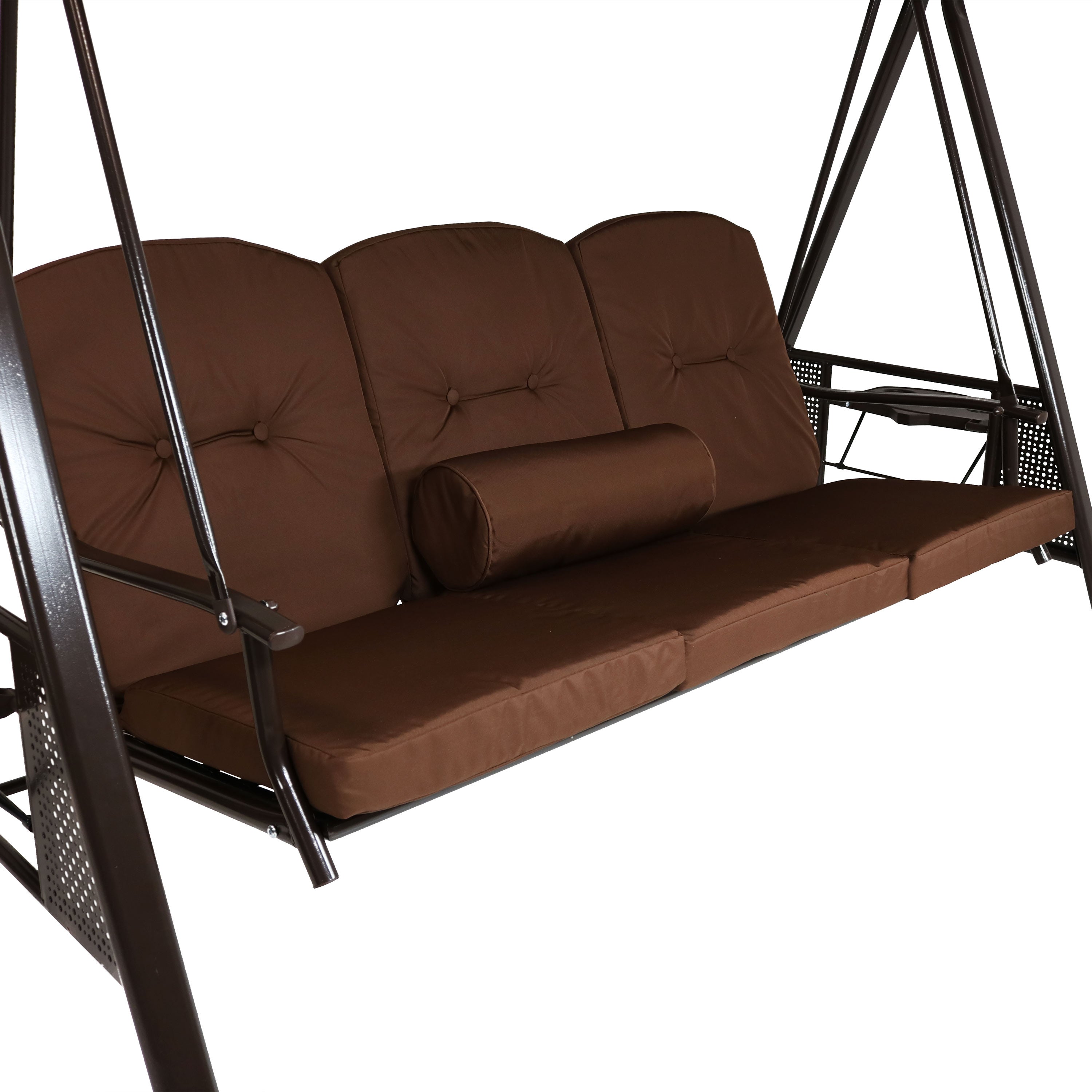 Sunnydaze 3-Person Outdoor Patio Swing with Adjustable Canopy & Comfortable Cushions - Perfect for Backyard, Garden, and Porch Relaxation