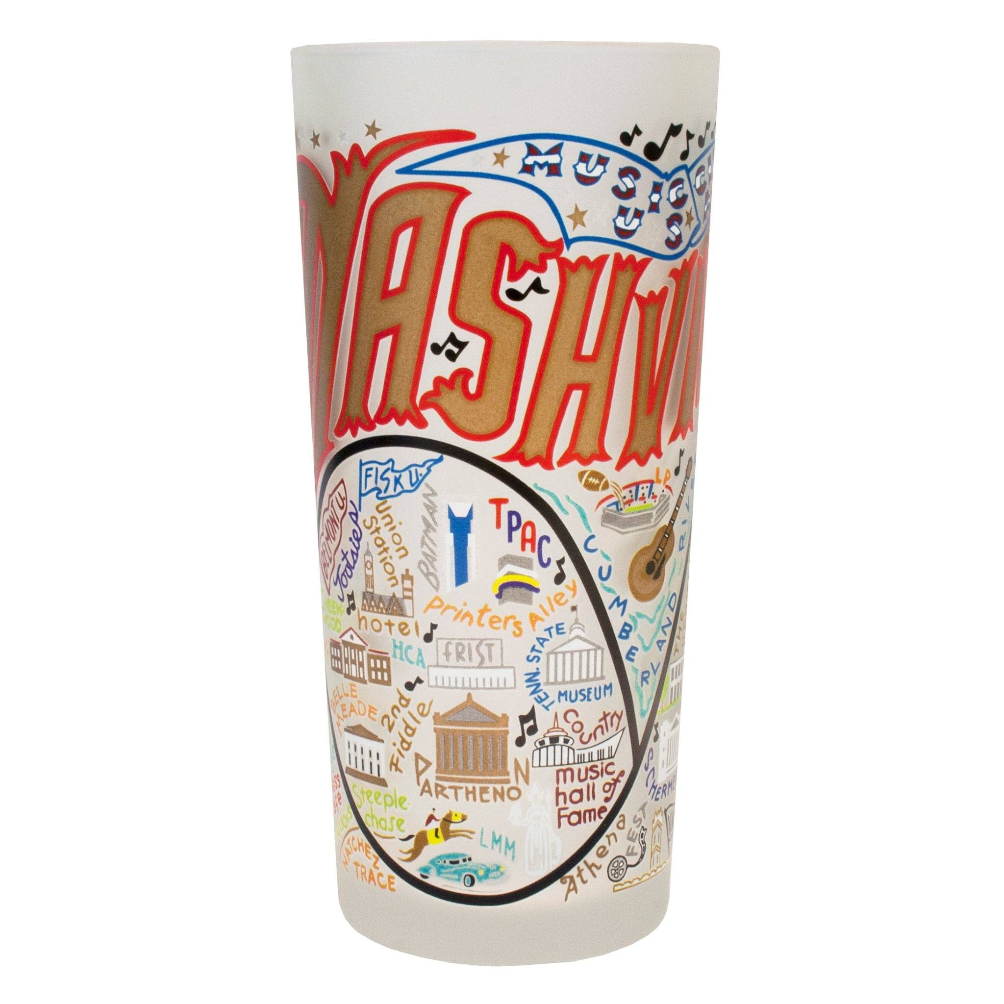 Nashville Frosted Glass Cup - 15oz Dishwasher Safe Tumbler for Kitchen, Bar & Office | Elegant Wedding Gift & Home Decor Drinking Glass by Catstudio
