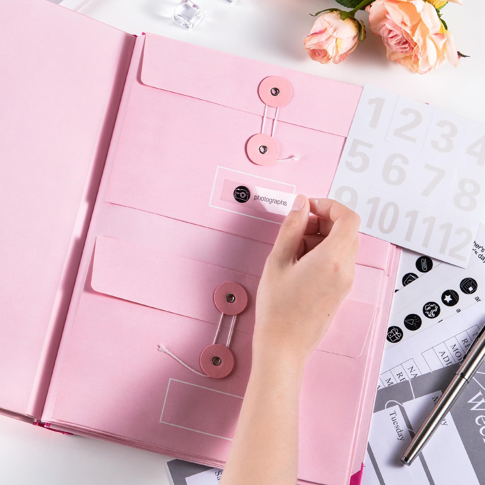 Veleron Life Book Organizer with Labels & Pockets - Important Document Binder, Expanding File Folder for Legal Papers, Estate Planning, Medical Records & Personal Documents - Pink Folio Life Organizer (Perfect for End-of-Life Planning, Family Records & Emergency Preparedness)