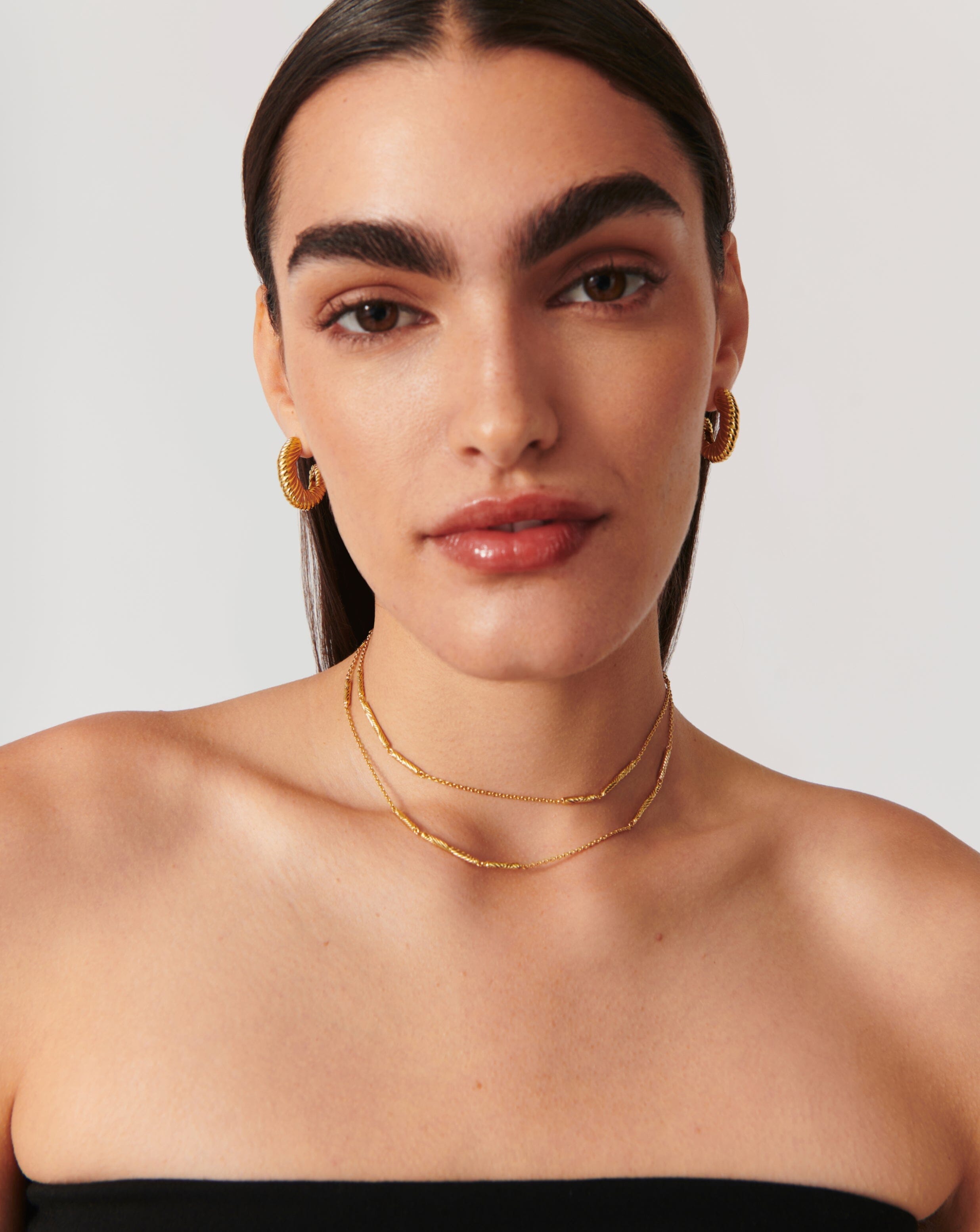 Wavy Ridge Extra Long Chain Necklace for Women - 24 Inch Gold Plated Layering Necklace, Boho Chic Jewelry for Everyday Wear & Special Occasions