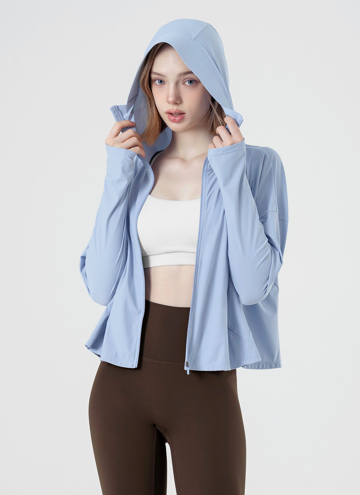 Lightweight Cooling Loose Fit Crop Hoodie Jacket for Women - Breathable Summer Athletic Wear for Yoga, Running & Outdoor Activities