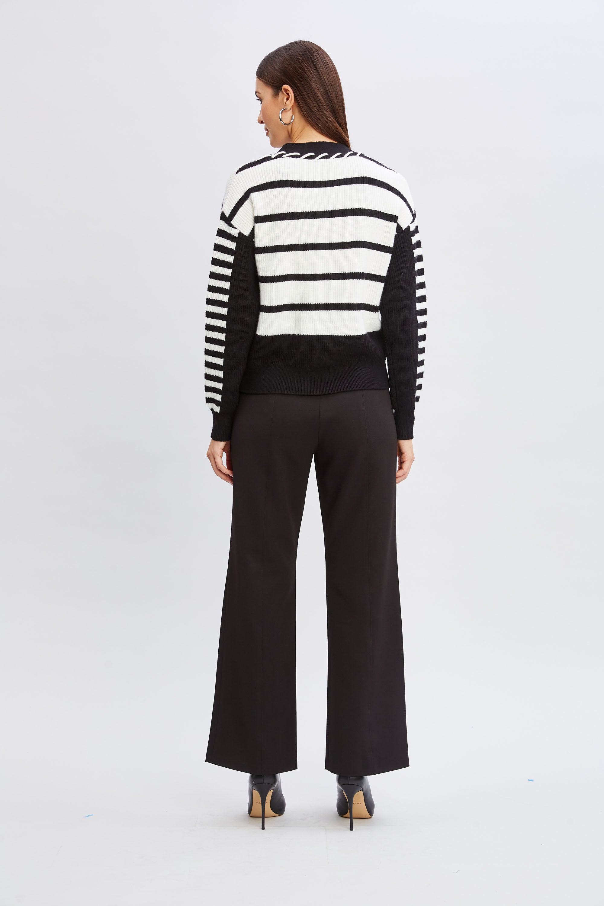 Tahari Women's Striped Knit Cardigan Sweater - Soft Long Sleeve Open Front Wrap for Office, Casual Outfits & Fall Layering