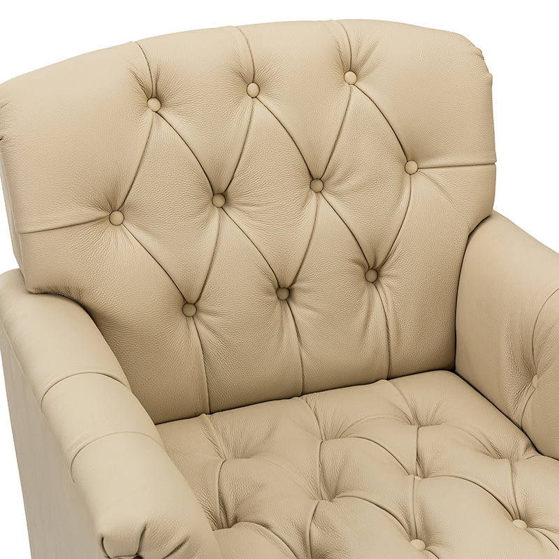 Premium Genuine Leather Armchair - Handcrafted Modern Lounge Chair for Living Room, Office & Study - Brown Leather Recliner with Solid Wood Frame - Perfect for Home Decor & Relaxation