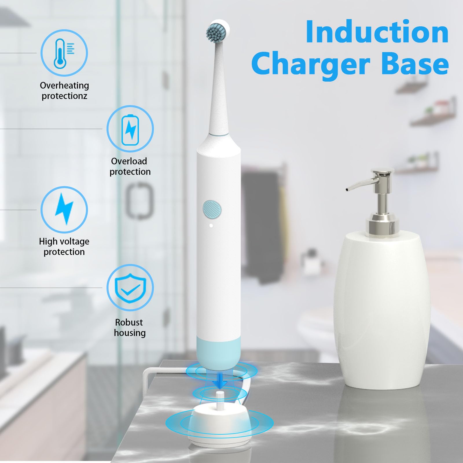 Oral B Electric Toothbrush Replacement Charger Base - Compatible with Pro 1000 2000 2500 3000 3709 3728 3757 5000 7000 7500 Genius & IO Series 3 4 5 6 - Inductive Power Cord for Home Travel & Bathroom Use