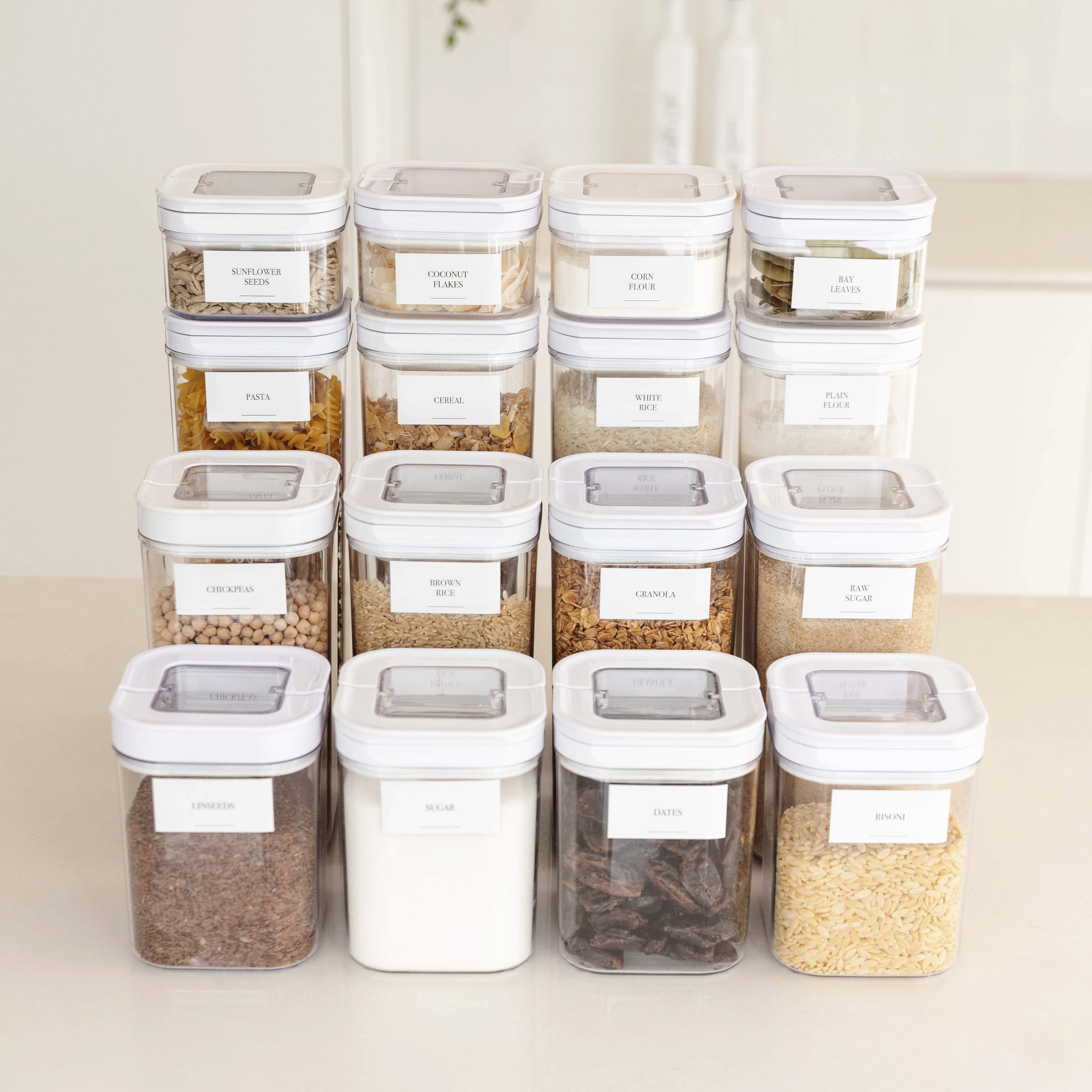 16-Pack White Flip Top Canisters with Lids - Airtight Food Storage Containers for Kitchen, Pantry, and Office Organization