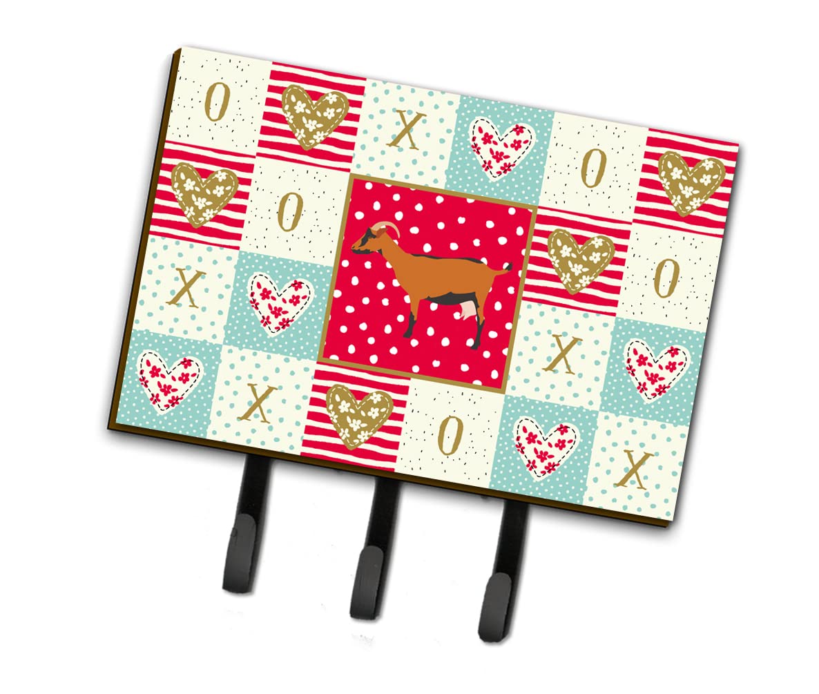 Caroline's Treasures Oberhasli Goat Love Leash & Key Holder Hooks - Colorful Wall Decor for Farmhouse, Kitchen Entryway (Perfect for Organizing Keys, Leashes & Hats)