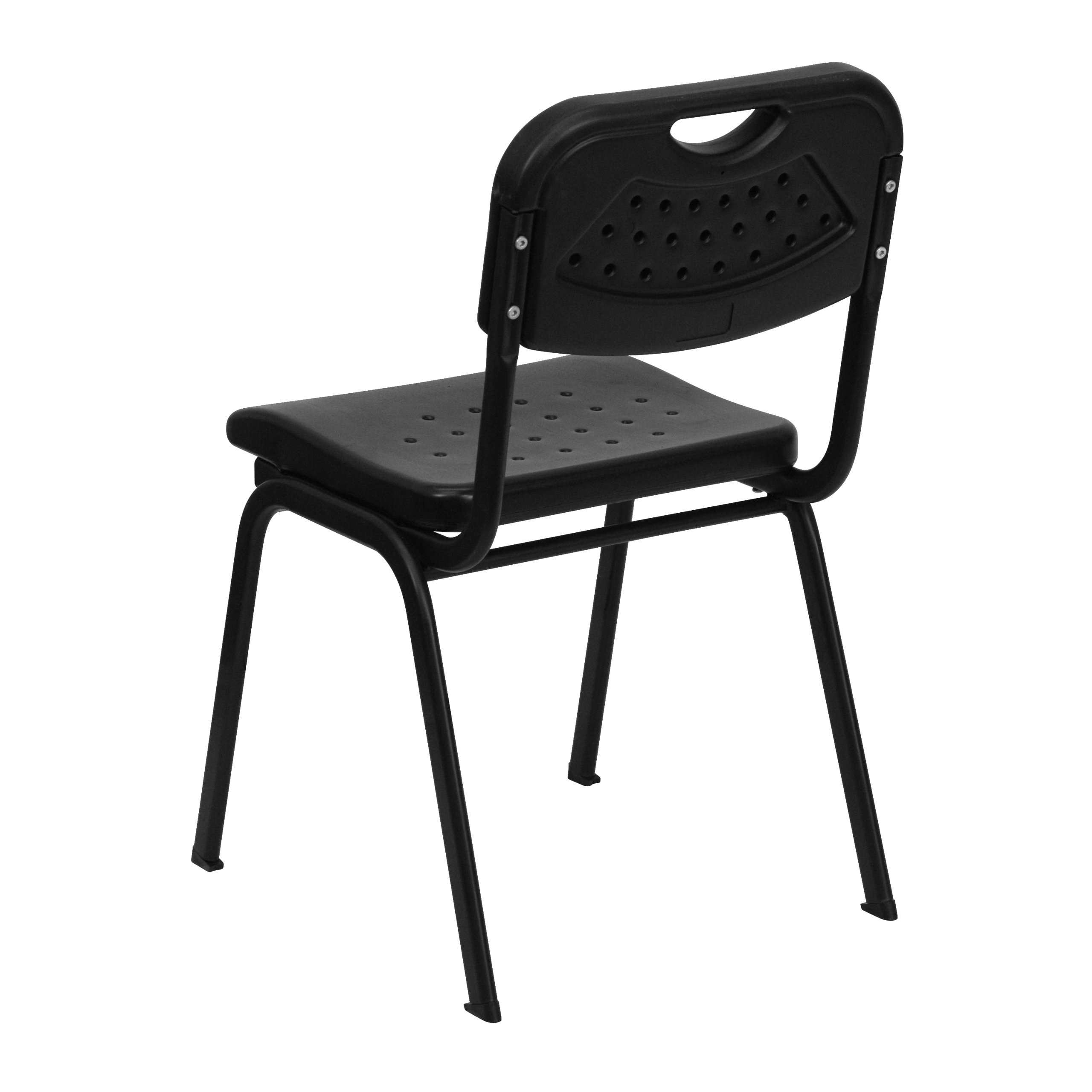 Flash Furniture 5-Pack HERCULES Series 880 lb Capacity Black Plastic Stack Chairs with Open Back & Frame - Heavy Duty Stackable Chairs for Events, Banquets, Classrooms & Office Use
