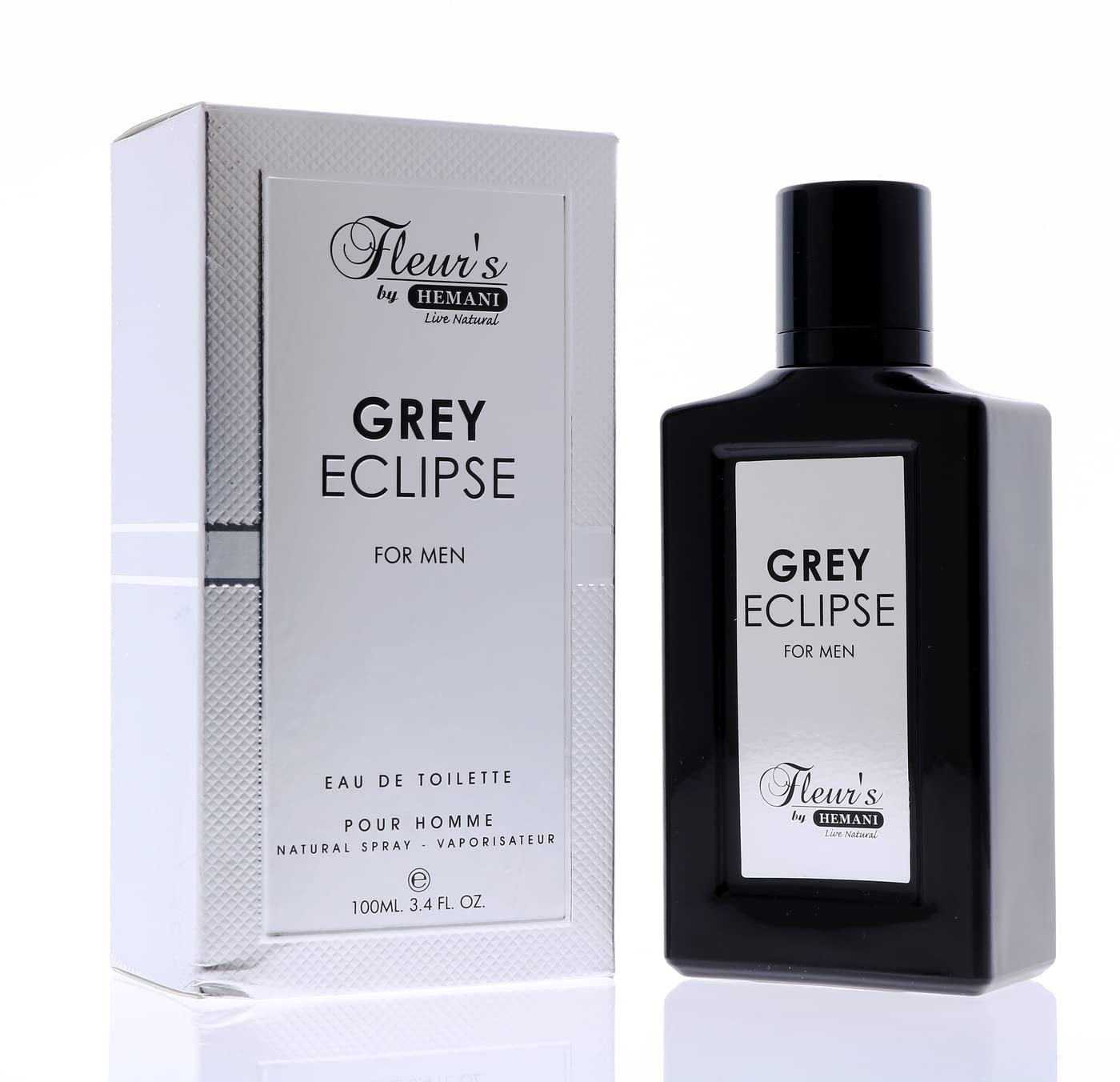 Hemani Grey Eclipse Men's Eau de Toilette - 3.4 Fl Oz (100mL) Long-Lasting Cologne for Men | Fresh Masculine Scent for Daily Wear, Date Night & Office Use