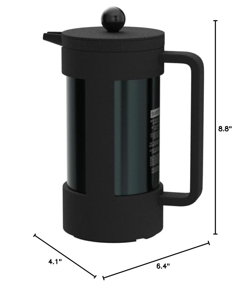 Bodum Bean Sustainable French Press Coffee Maker - 34 Oz, Black - Perfect for Home, Office & Camping Coffee Brewing