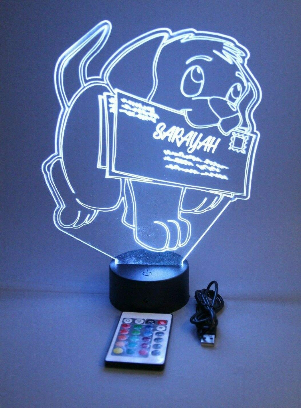 Personalized Custom LED Animal Night Light Lamp - 16 Color Remote Control Desk Lamp for Kids Room, Nursery, Bedroom | Cute Puppy Dog Shape Nightlight | Perfect Gift for Birthdays & Holidays