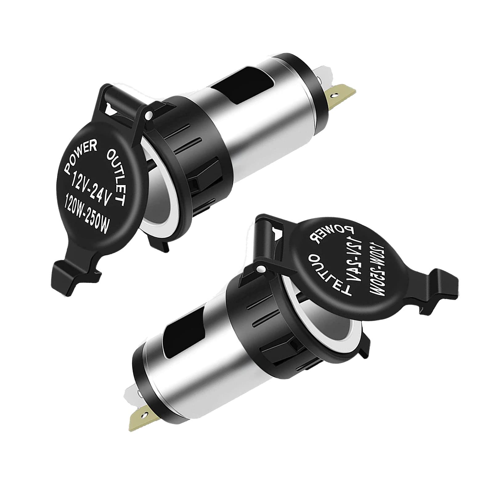 Xafissy 2-Pack 12V 120W Waterproof Car Cigarette Lighter Socket Plug Outlet - Universal Power Adapter for Cars, Boats, Tractors & Motorcycles - Perfect for Charging Phones, GPS & Car Accessories On The Go
