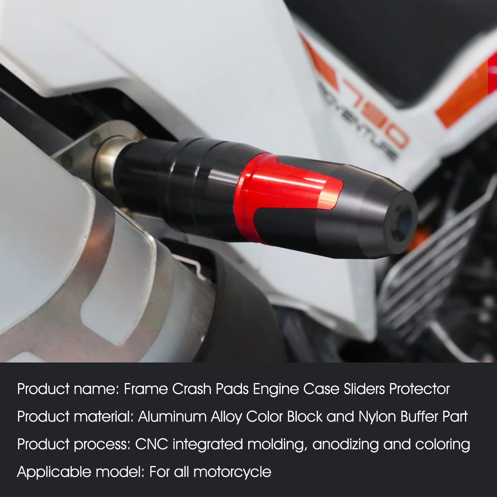 Universal Motorcycle Exhaust Pipe Protector - Anti-Falling Bar Frame Sliders (Red) - Fits Multistrada, CB300R, CBR500R, ZX6R, ZX14R, Ninja 500, RSV4, RC51 - Perfect for Street Bikes and Racing Motorcycles