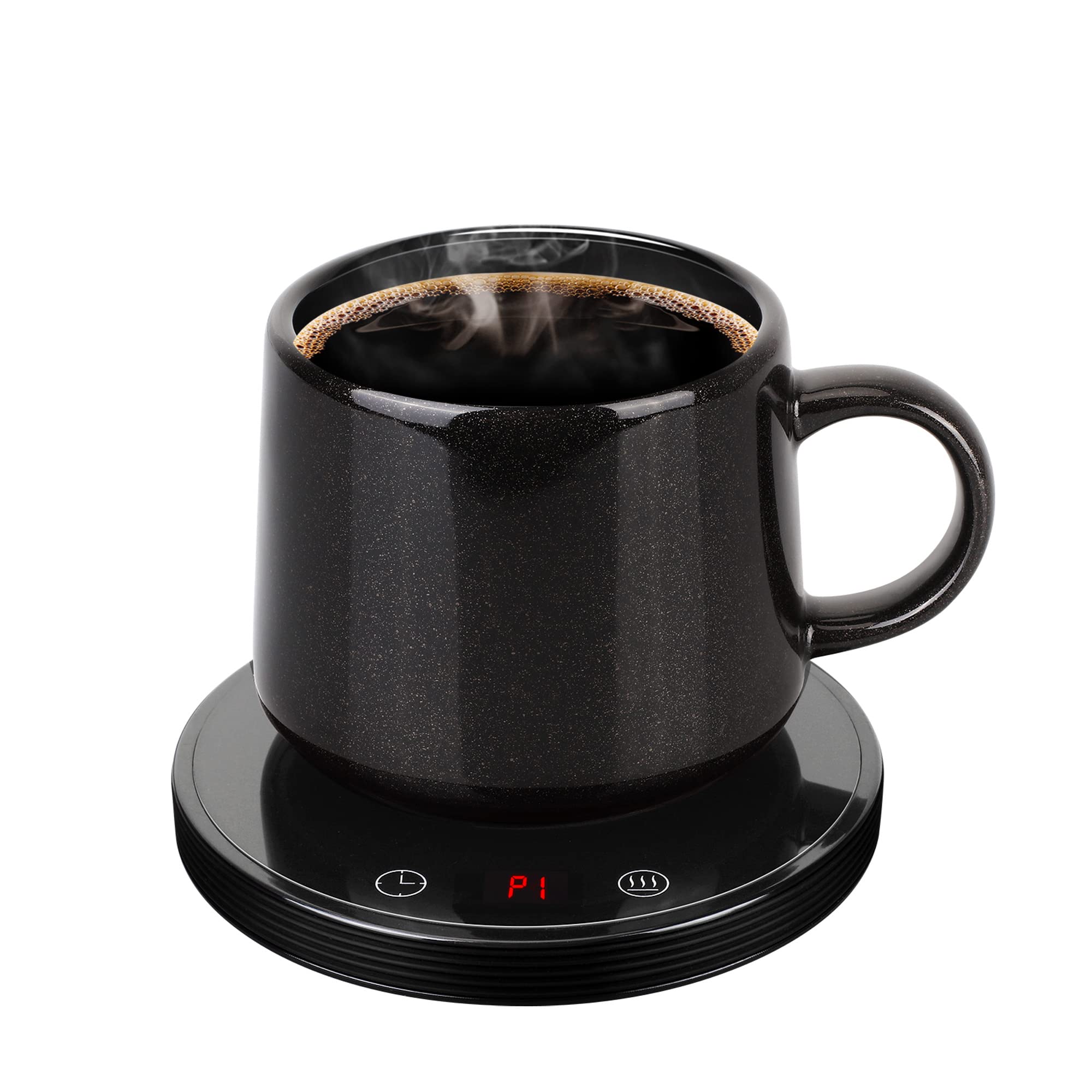 Gormazul Smart Coffee Mug Warmer for Desk - 8 Hours Auto Shut-Off, 3 Temperature Settings, 1-12 Hours Timer, Electric Cup Warmer for Coffee, Tea, Hot Chocolate (Black, No Cup Included) - Perfect for Office, Home, and Dorm Use