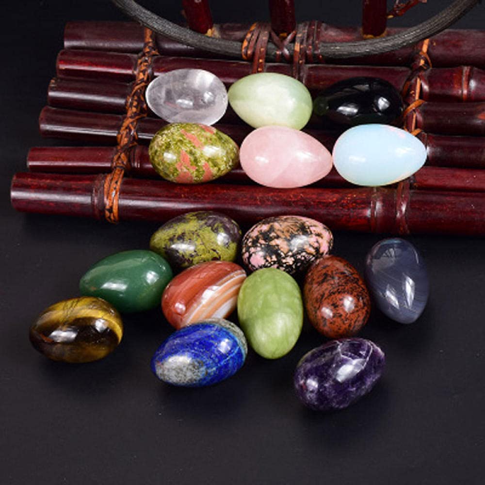 Natural Jade Yoni Egg for Kegel & Pelvic Floor Exercises - Undrilled Rose Quartz & Red Jasper Egg (45x30mm) - Enhance Intimate Wellness & Feminine Energy at Home or Yoga Practice