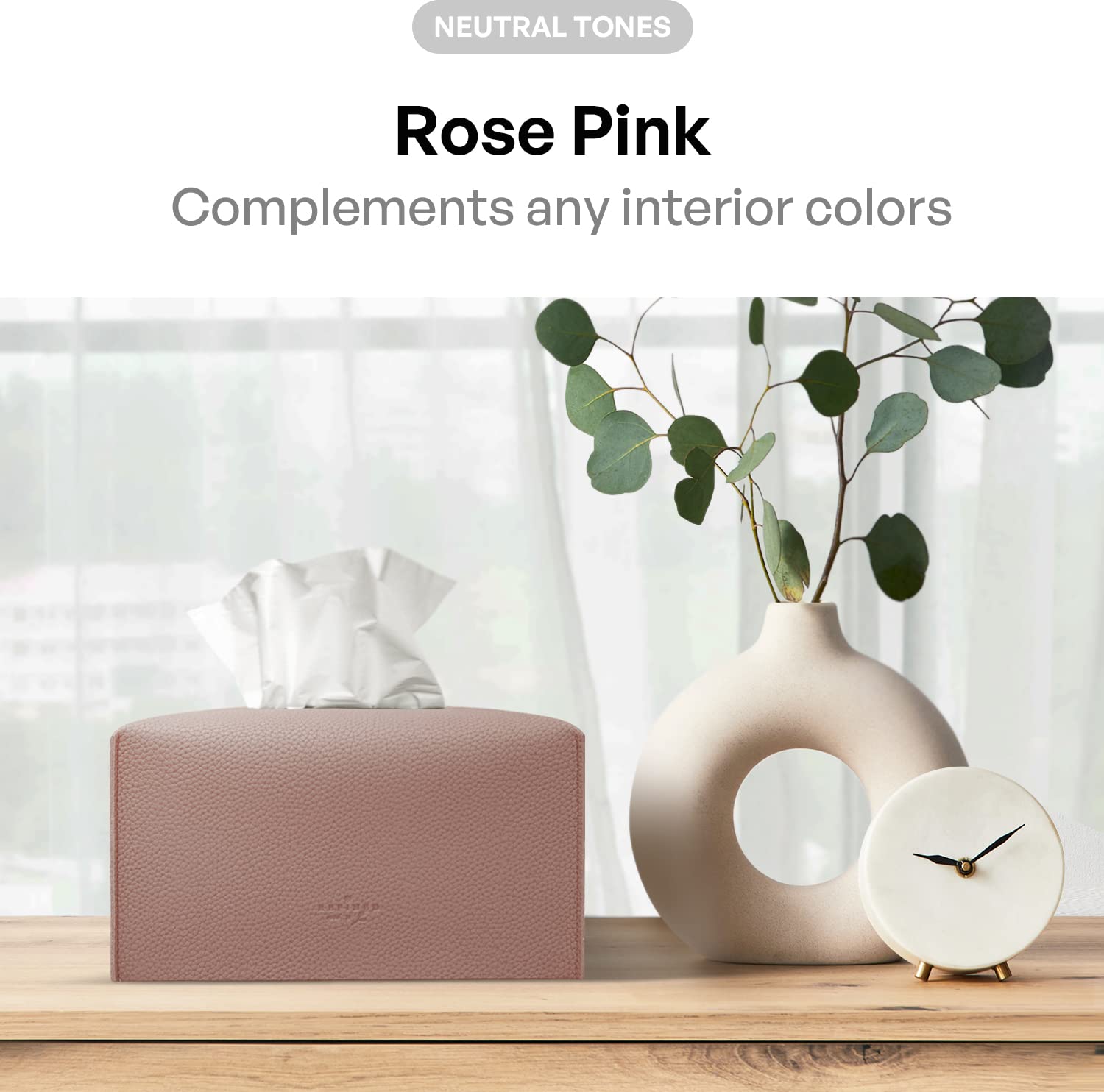 Carrotez Modern PU Leather Tissue Box Cover - Elegant Rectangular Tissue Box Holder for Bathroom, Vanity, Office Desk & Nightstand (9.5