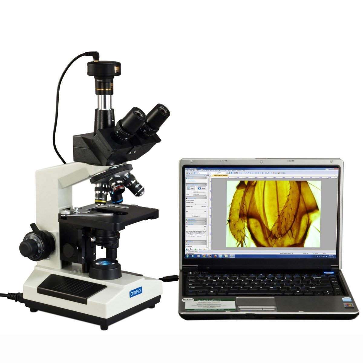 OMAX 40X-2500X Trinocular Compound LED Microscope with 3MP Digital Camera for Lab Research, Biological Studies & Scientific Education | Professional Microscopy Equipment for Students, Scientists & Hobbyists