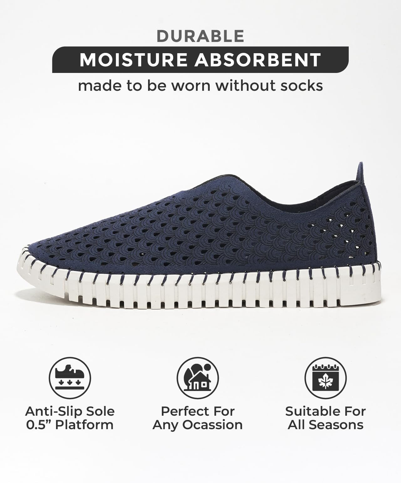 Women's Memory Foam Slip-On Loafers - Comfortable Non-Slip Lightweight Flats for Casual Wear & Travel - Washable Cloud Shoes (Lily) - Perfect for Office, Walking & Daily Errands