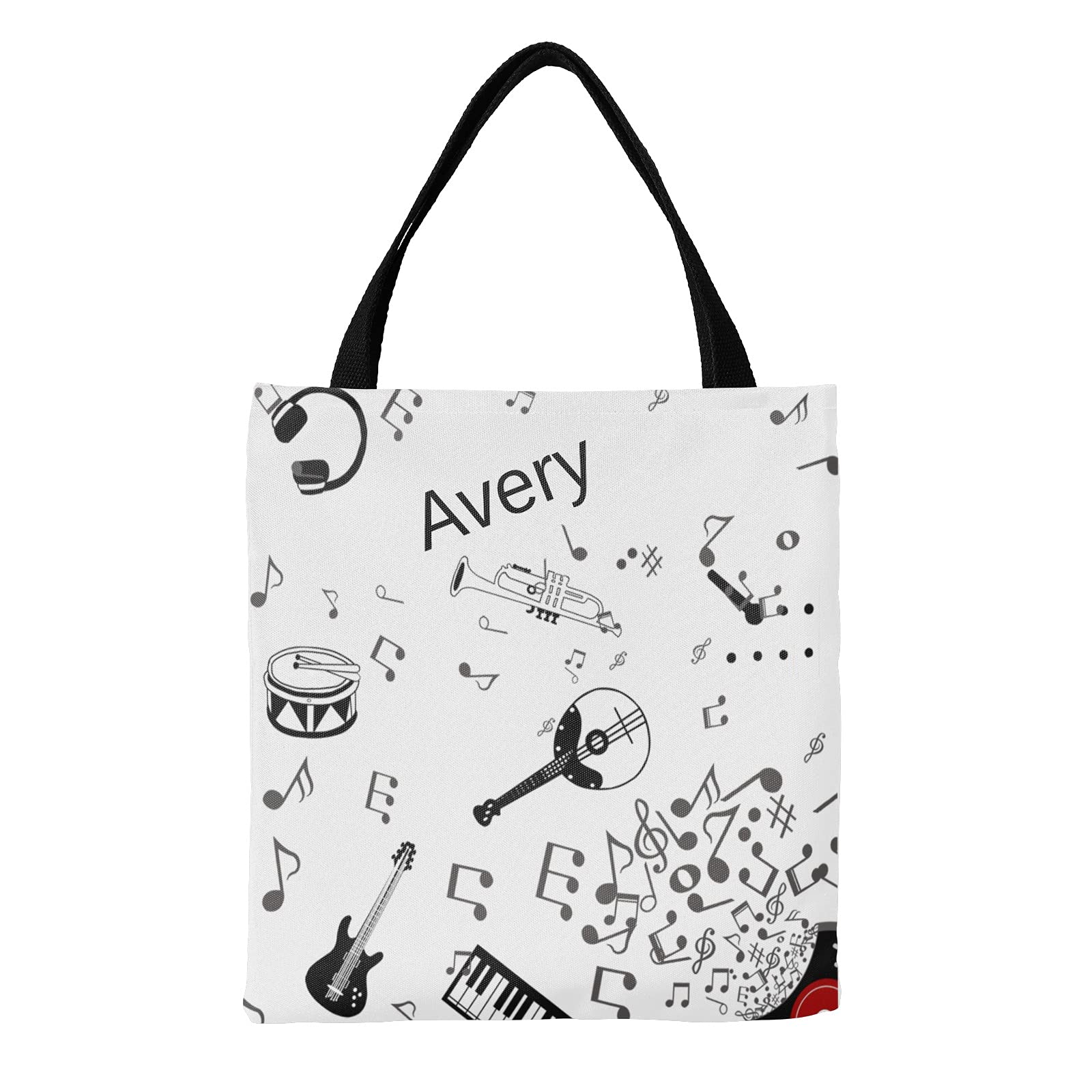 Personalized Music Cat Canvas Tote Bag - Cute Reusable Shopping Bag for Women, Eco-Friendly Grocery Tote, School Handbag & Travel Gift Idea - Perfect for Daily Use, Grocery Shopping & Beach Trips