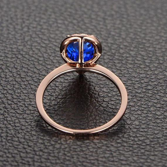 1.25 Carat Blue Sapphire & Moissanite Diamond Engagement Ring for Women - 10k Rose Gold Wedding Band, Promise Ring, Anniversary Gift for Her - Perfect for Proposals, Valentine's Day & Special Occasions