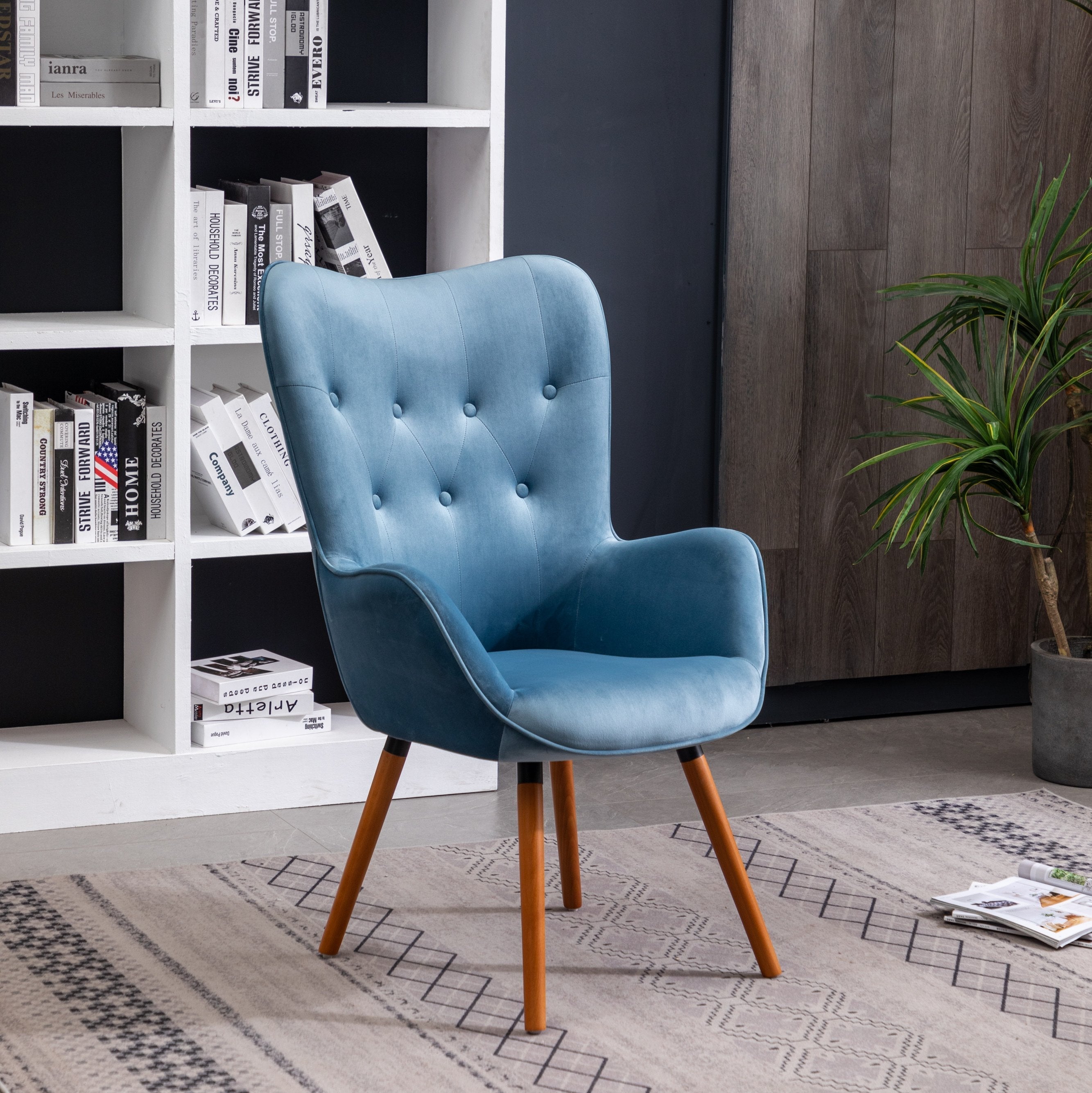 Roundhill Furniture Doarnin Contemporary Silky Velvet Tufted Button Back Accent Chair - Modern Living Room Seating for Home Office, Lounge & Bedroom Decor