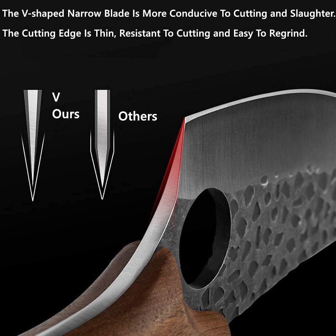 Premium Huusk Viking Knives - Japanese Style Forged High Carbon Steel Meat Cleaver & Boning Knife with Sheath - Professional Chef Knives for Kitchen, Camping, BBQ - Perfect Thanksgiving & Christmas Gifts for Home Cooks and Outdoor Enthusiasts