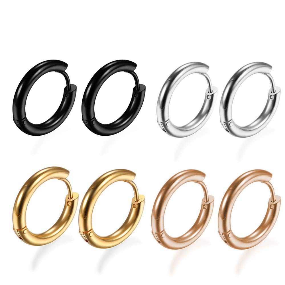 Hypoallergenic 316L Surgical Stainless Steel Huggie Hoop Earrings - 6mm 8mm 10mm 11mm 12mm 14mm Cartilage Helix Lobes Hinged Sleeper Earrings for Men & Women - Perfect for Daily Wear, Gifts & Sensitive Skin