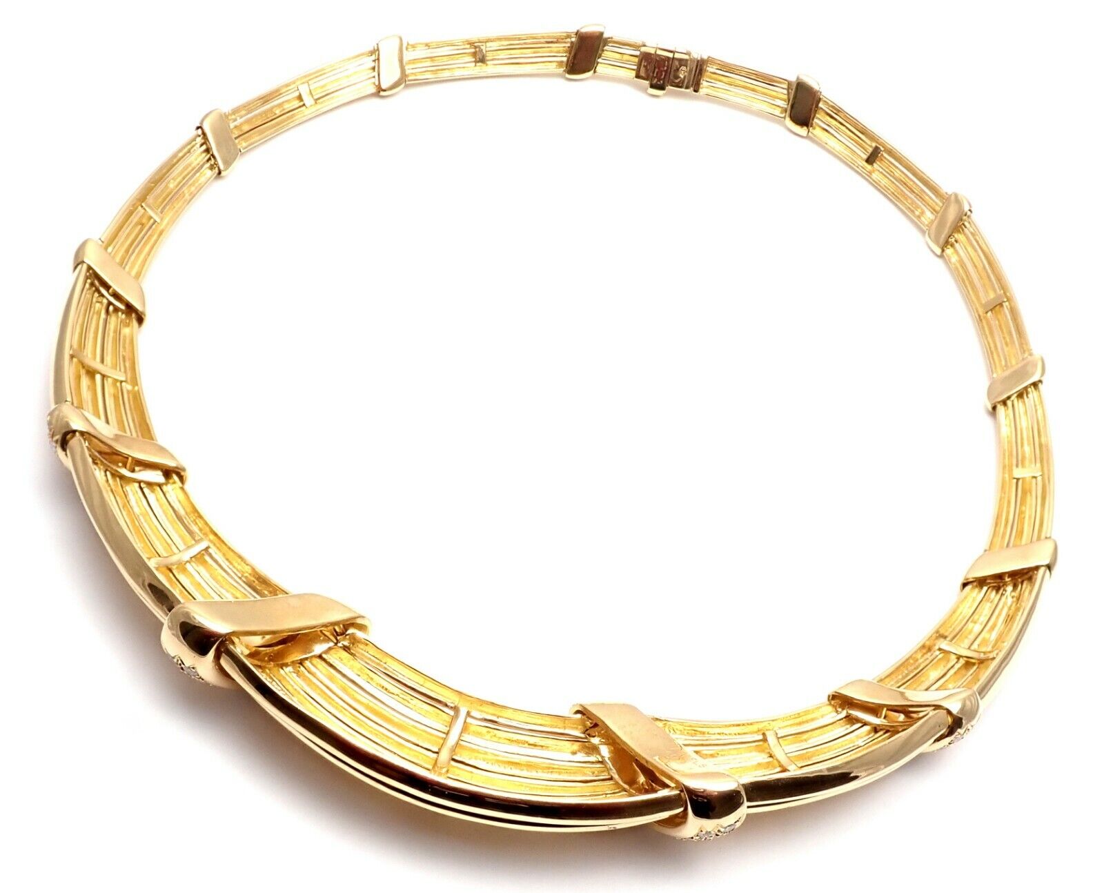 Authentic Van Cleef & Arpels 18K Yellow Gold Diamond Choker Necklace | Vintage Luxury Jewelry for Women | Perfect for Weddings, Anniversaries & Special Occasions