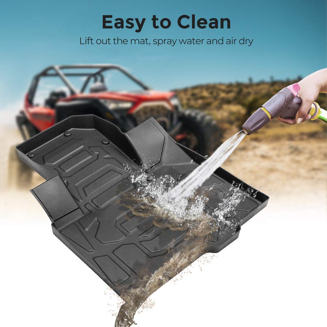 KEMIMOTO TPE Anti-Slip Floor Mats for Polaris RZR PRO XP 2020-2024 | All-Weather Protection, Durable Black Liners | Perfect for Off-Roading, Mud & Snow Adventures