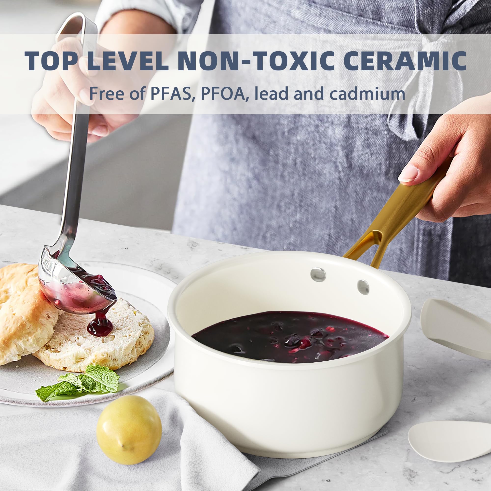 Premium Non-Stick Ceramic Cookware Set - VONIKI 12-Piece Pots and Pans Set with Cooking Utensils, Dutch Oven, Saucepan & Frying Pan | Non-Toxic, PFOA-Free Kitchen Essentials for Home Cooking, Baking & Gift Giving