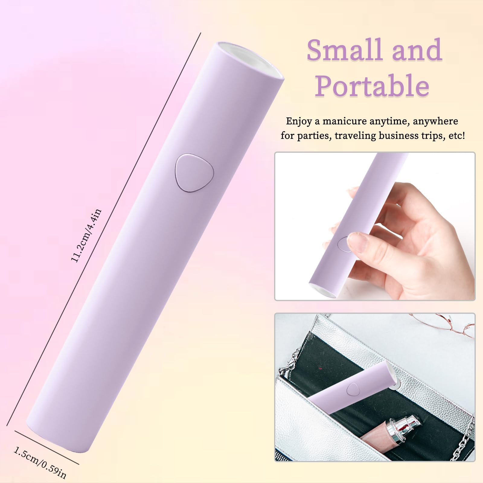 Professional UV LED Nail Lamp for Gel Polish - Portable, Rechargeable & Cordless Handheld UV Light with Stand - Fast Curing for Salon & Home DIY Manicures - Perfect for Travel, Parties & Nail Art (Purple)