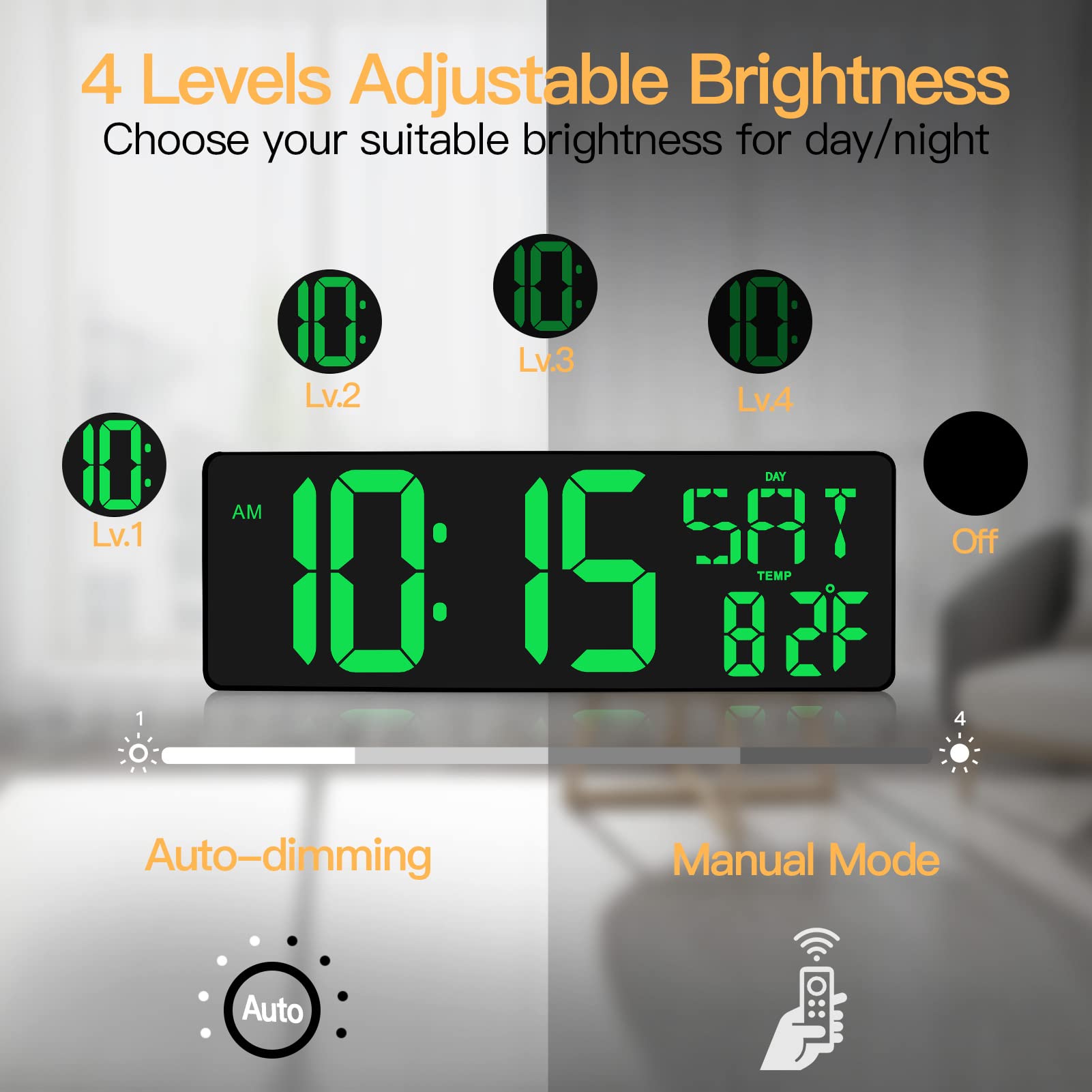 XREXS 16.5 Inch Large Digital Wall Clock with Remote Control - LED Display, Count Up/Down Timer, Adjustable Brightness, Plug-in Alarm Clock with Day/Date/Temperature - Perfect for Home, Office, Gym & Classroom Use