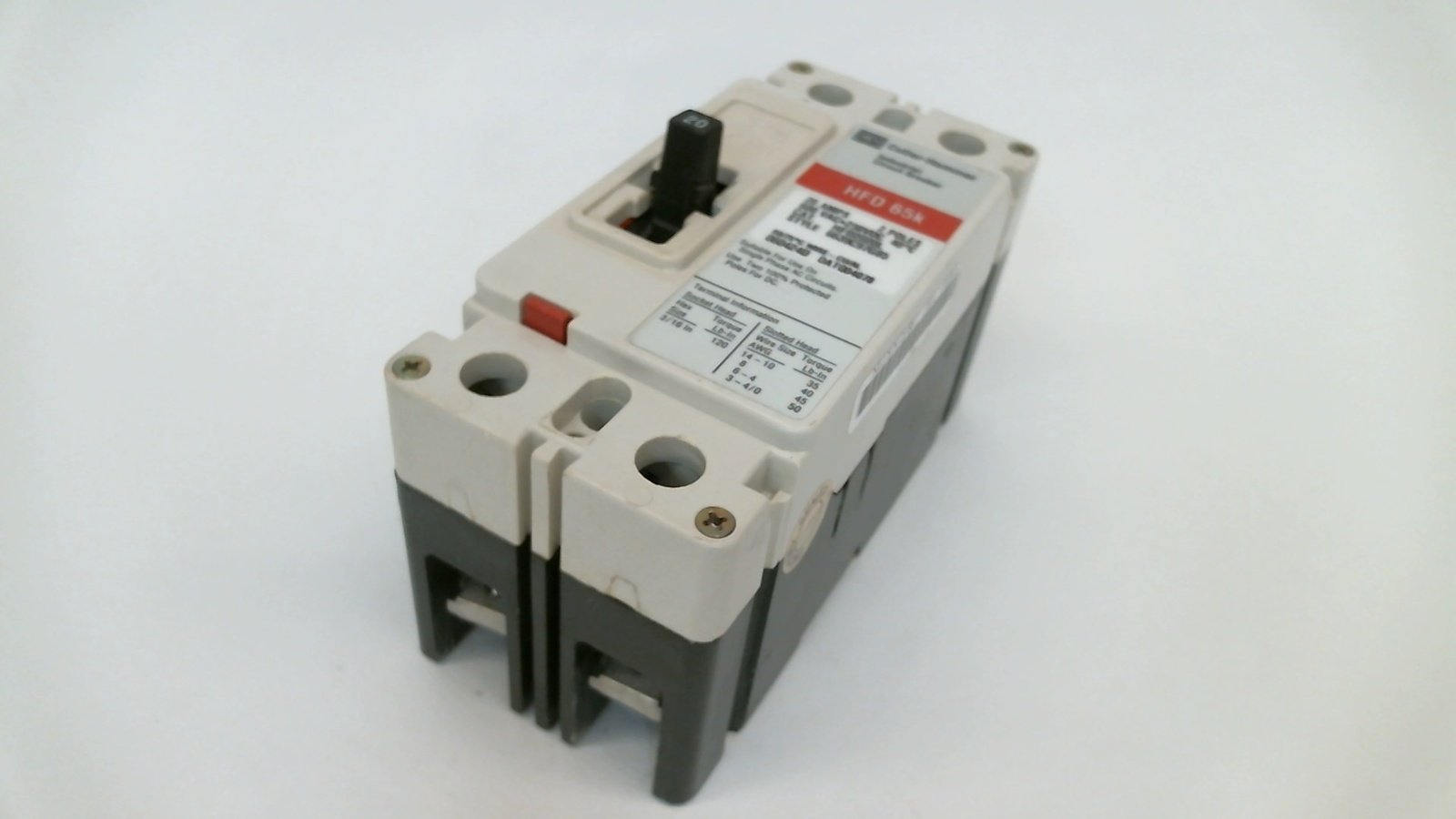 Eaton Cutler-Hammer Westinghouse HFD2020L (C-H) Circuit Breaker - 20 Amp 2 Pole 120/240V - for Residential & Commercial Electrical Panels