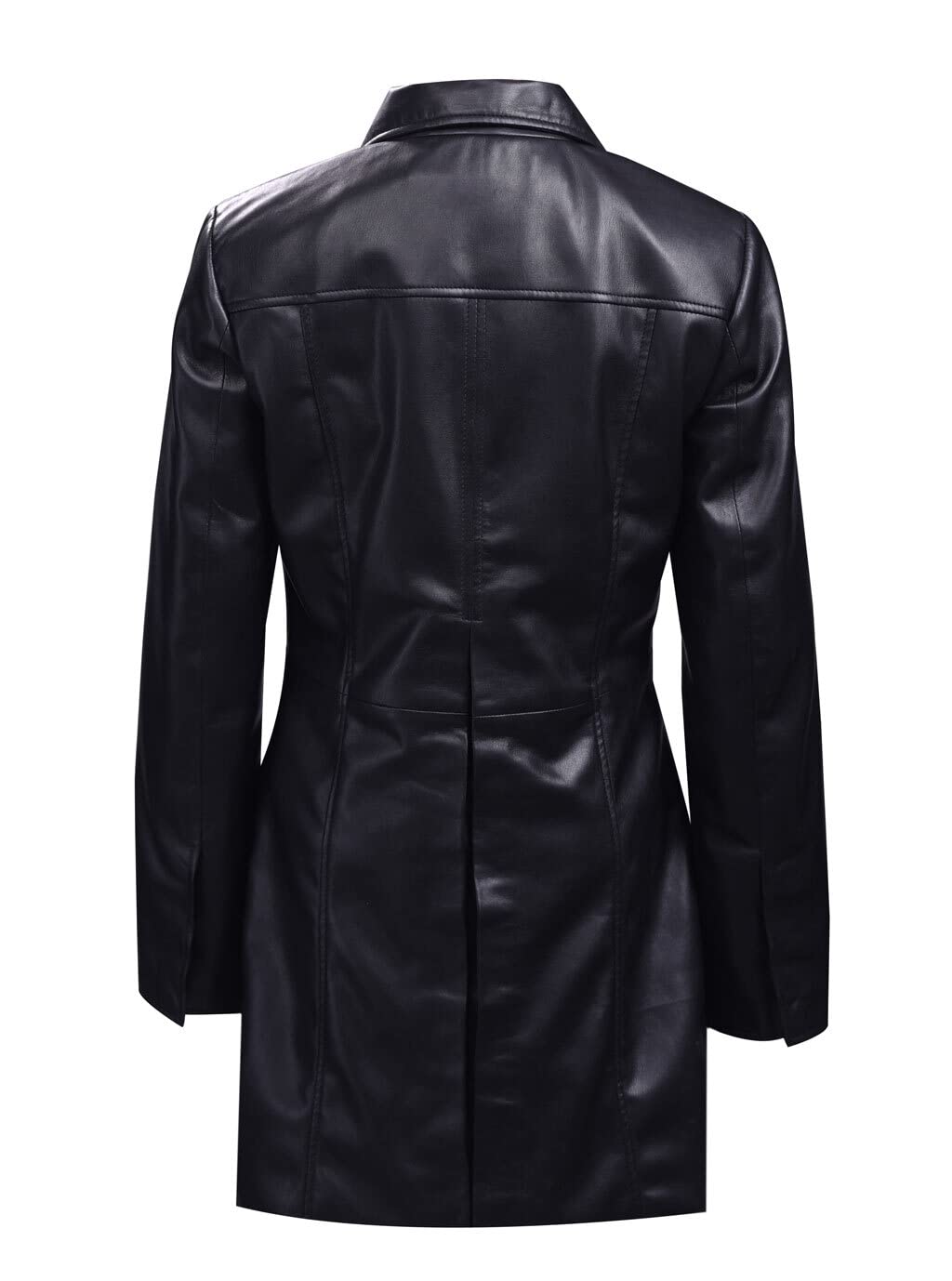 Classic Women's Real Leather Trench Coat with 3 Buttons | Elegant Long Blazer Jacket for Office, Business & Formal Occasions