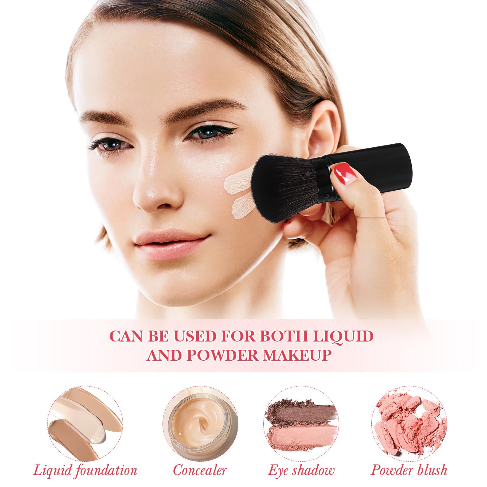 Retractable Powder Blush Brush - Portable Makeup Tool for Highlighting & Concealing - Christmas Gift Idea