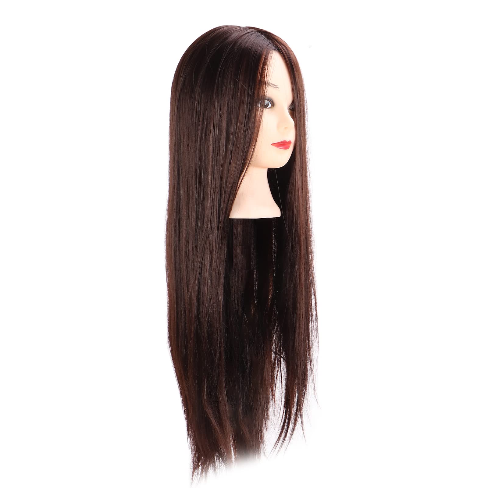 Professional Dark Brown Hair Mannequin Head for Styling, Cutting & Bleaching - Ideal for Beauty Schools & Hair Salons - Perfect for Training, Practice & Hair Color Techniques